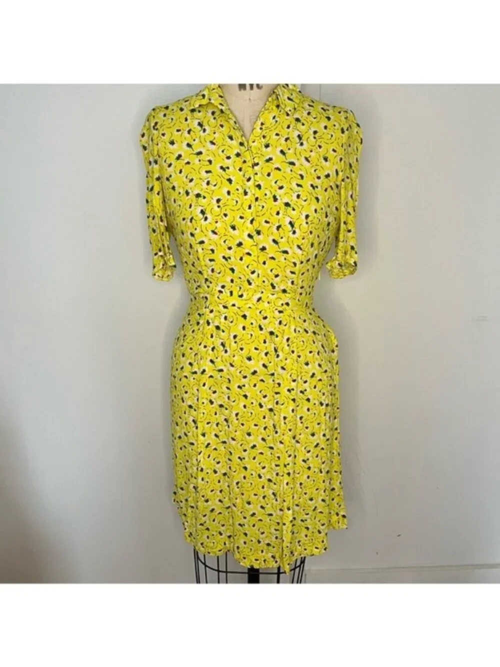 & OTHER STORIES Fit & Flare‎ Yellow Ditsy Floral Dress Size 4 - Picture 2 of 7